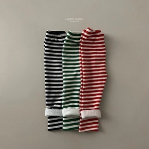 Seoul Snuggles: Christmas Theme Striped Leggings for Toddlers Cozy Winter Warmth image 5