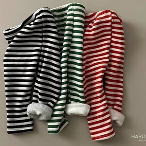 Seoul Snuggles: Christmas Theme Striped Leggings for Toddlers Cozy Winter Warmth image 2