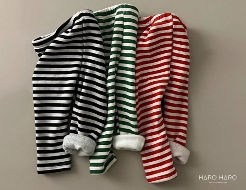Seoul Snuggles: Christmas Theme Striped Leggings for Toddlers Cozy Winter Warmth image 2