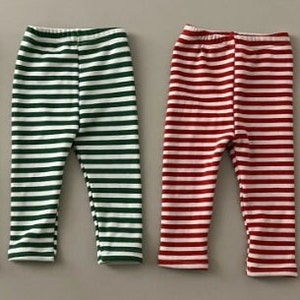 Seoul Snuggles: Christmas Theme Striped Leggings for Toddlers Cozy Winter Warmth image 1