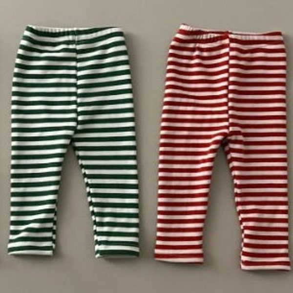 Seoul Snuggles: Christmas Theme Striped Leggings for Toddlers - Cozy Winter Warmth