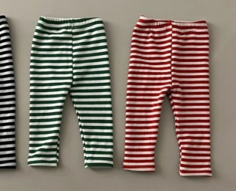 Seoul Snuggles: Christmas Theme Striped Leggings for Toddlers Cozy Winter Warmth image 1