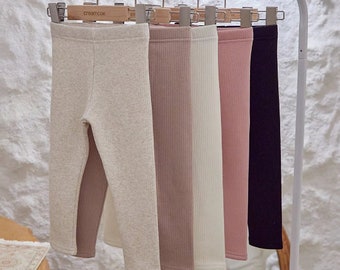 Seoul Snuggles: Soft Ribbed Toddler Cold Weather Leggings, Softest Fur-Lined