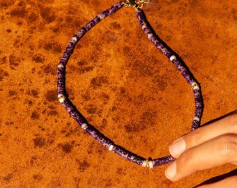 Surfer Style Purple Beaded Necklace