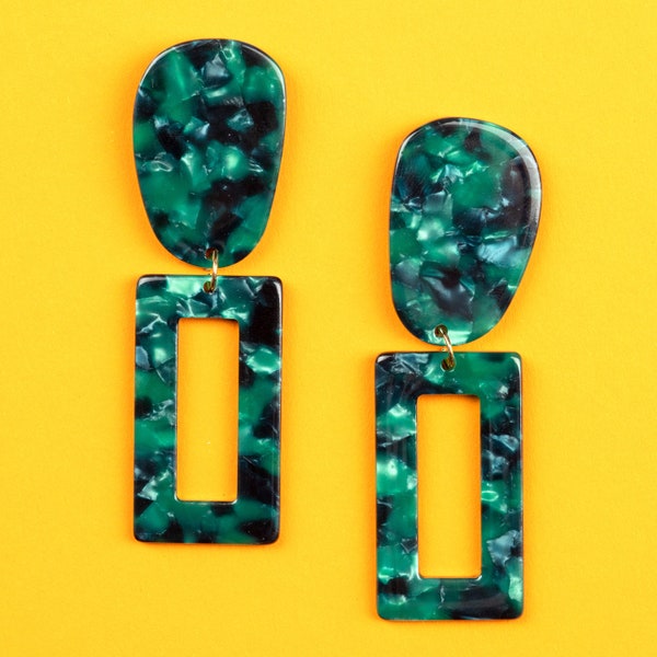 Hanging Green Earrings Etsy