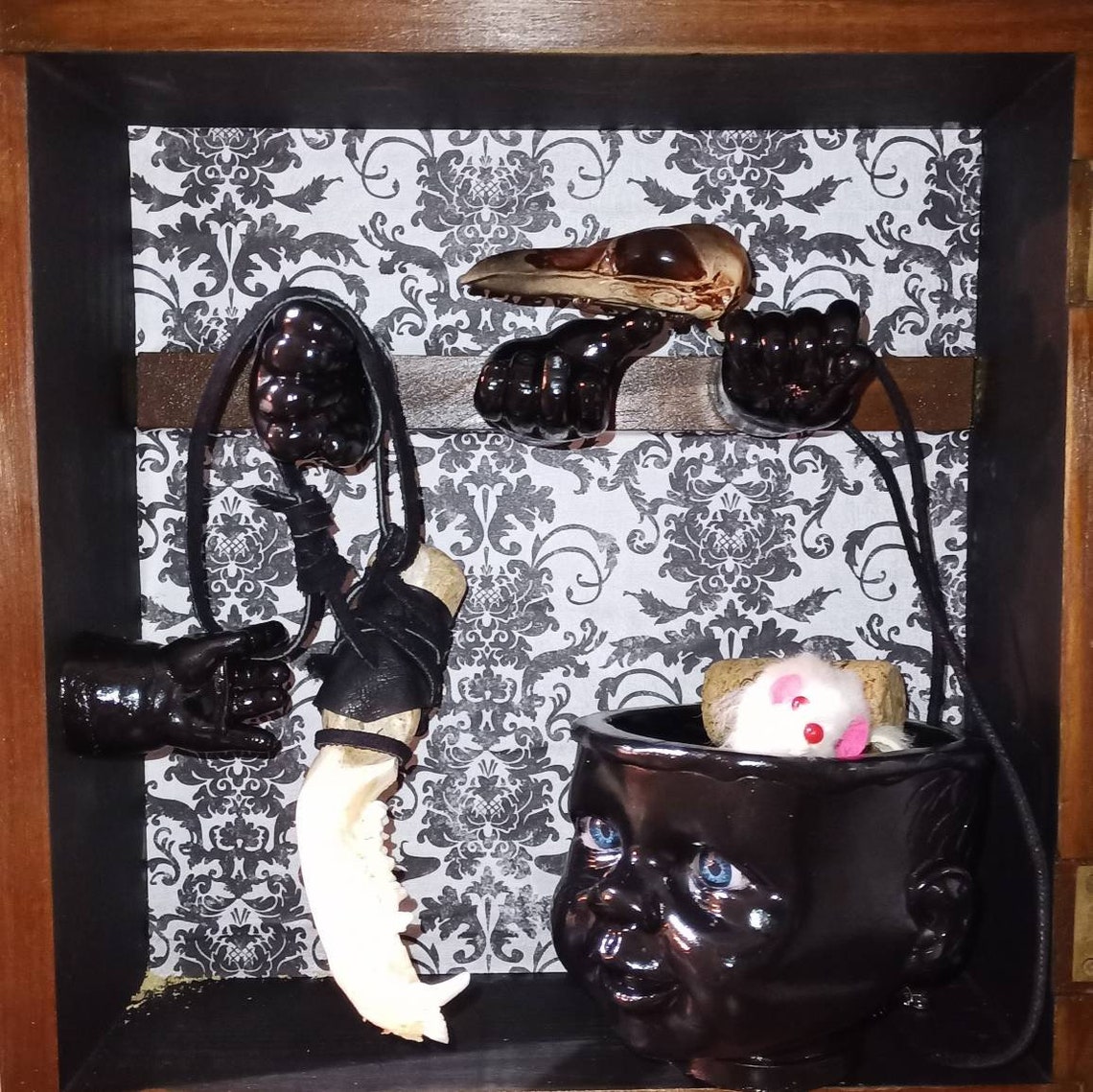 Doll Parts Jewelry Shadow Box With Doll Head Catch All Goth Etsy