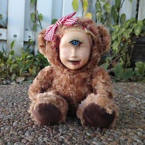 Creepy Plushies, Goldilocks, Stuffed Animal with Face, Horror, Ghoul, Dark Humor, Demented, Disturbing, Unique, Cyclops