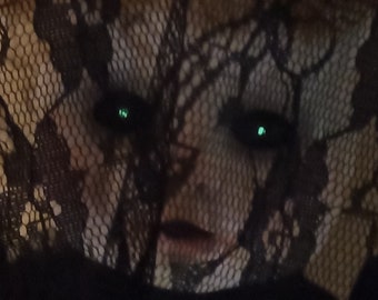 Haunted Ceramic Doll, 17 inch Tall, Glow in the Dark Eyes, Spooky Doll, Scary Doll, Mourning Doll, Horror Doll, Ghostly, Gothic