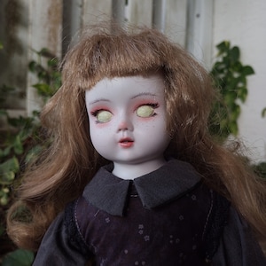 Meet Christine, 14 inch Tall Ceramic Doll with Glow in the Dark Eyes, Spooky Doll, Scary Doll, Haunted Doll, Horror Doll, Ghostly, Gothic