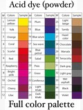 Acid Dye (powder)Dyeing Wool and Silk Fabric, Dyeing Cotton Linen Fibres,Dyes Multicolour Palette,Batik Dyes