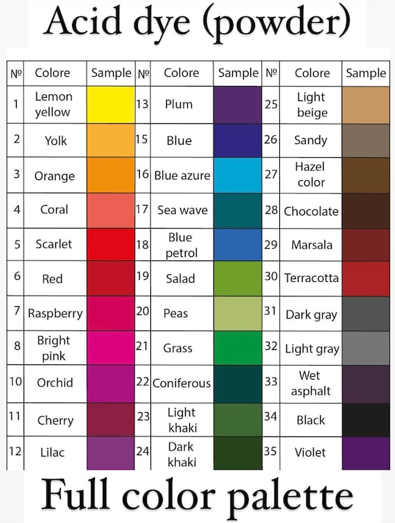 Acid Dye (powder)Dyeing Wool and Silk Fabric, Dyeing Cotton Linen Fibres,Dyes Multicolour Palette,Batik Dyes