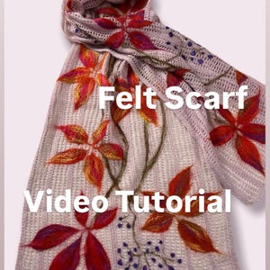 Video tutorial wet felting drawing Grapes, knitting and felting unusual woolen accessory, scarf decor step by step video master class,