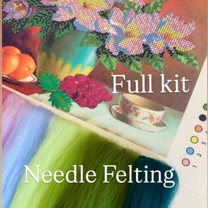 Blumenstrauß Lilien Stilleben Bastelset für Anfänger,Filzset,Filzwolle Wollset,Filzset für Nadelfilzideen,