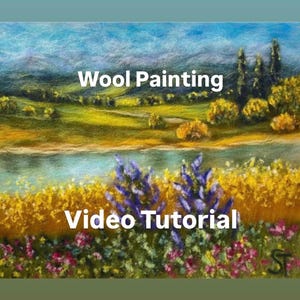 Handleiding voor de techniek van het tekenen van droogvilten landschap, online videoviltles, stapsgewijze instructies een tekening maken met wol