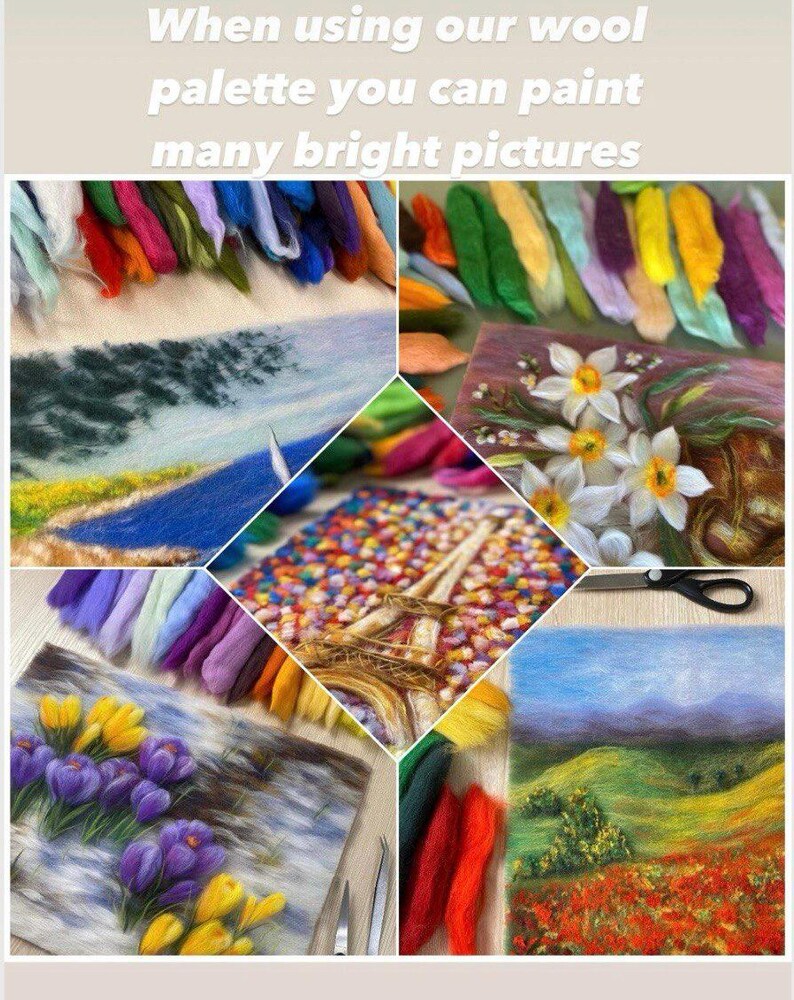 Video master class wool drawing Tulips,Felt painting online training, Flowers woolen watercolor video process,Felt Tulips workshop image 5