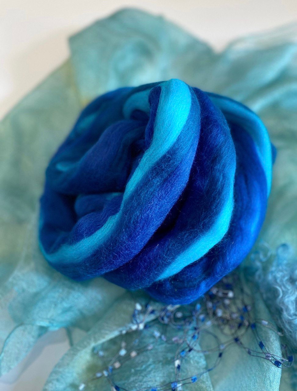 Blue Roving Blue Roving,kit Blue Fibres Art of Felting,margelan Silk for Scarf ...