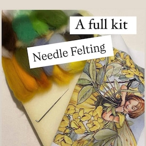 Nadelfilzset Goldregen,Buntes Wollfilzset,Wollfilzset,Filzbild zum Filzen,Filzbild zum Annähen,Filzset