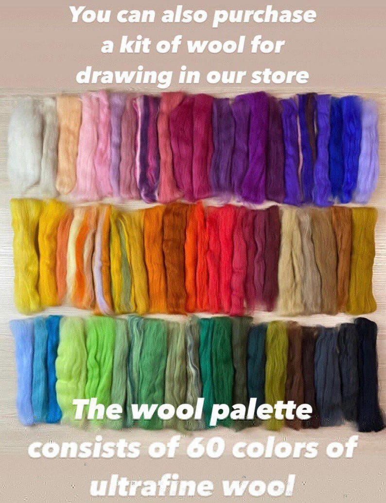 Video master class wool drawing Tulips,Felt painting online training, Flowers woolen watercolor video process,Felt Tulips workshop image 4