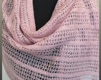 Soft Rose Beige Scarf 140*50cm /Kid Mohair Stole/ Hand-Knitted end Silk Airy Wrap / Shawl for Gift