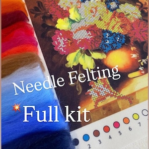 Blumenstrauß DIY Bastelset für Frauen,Filzset,Buntes Filzset aus Wolle,Filzzubehör und Muster,