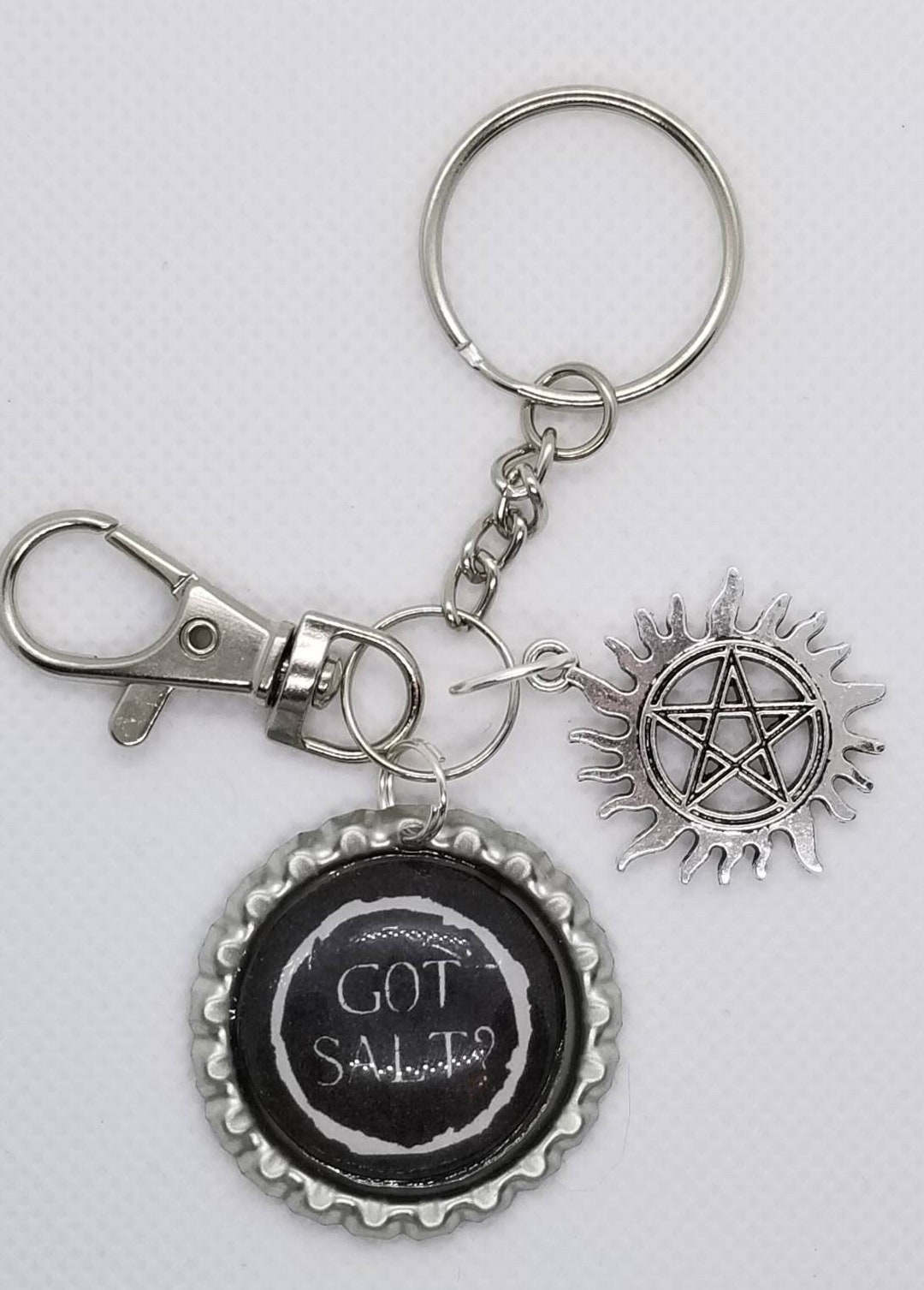 SPN Got Salt Keychain With Antiposession Symbol and Clip Etsy
