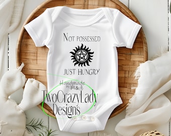 Baby SPN just hungry Onesie Bodysuit Baby shower gift demon hunter