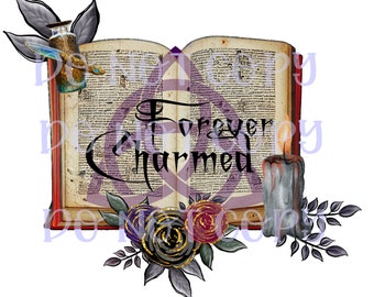 Witches Power Of Three Book Of Shadows Forever Charmed Sublimation Digital Design Download 300 DPI PNG