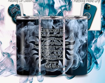 SPN Demon Hunter 20oz Skinny Tumbler with Bonus car coasters and matching phone grip