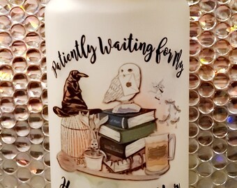 Magic Witch Wizard School Glass Can Style Cup With Lid and Glass Straw