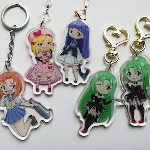 Quando eles choram, pingentes de acrílico - Umineko e Higurashi (Lambdadelta, Bernkastel, Rena, Mion, Shion)