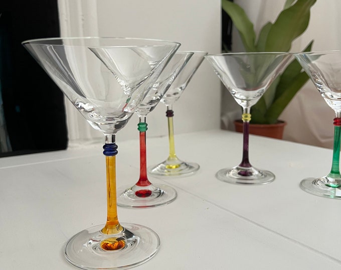 Colored Stem Martini Glasses Etsy