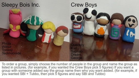 Dream SMP - Dream, George, Sapnap Polymer Clay Figures (Not Tutorial) 