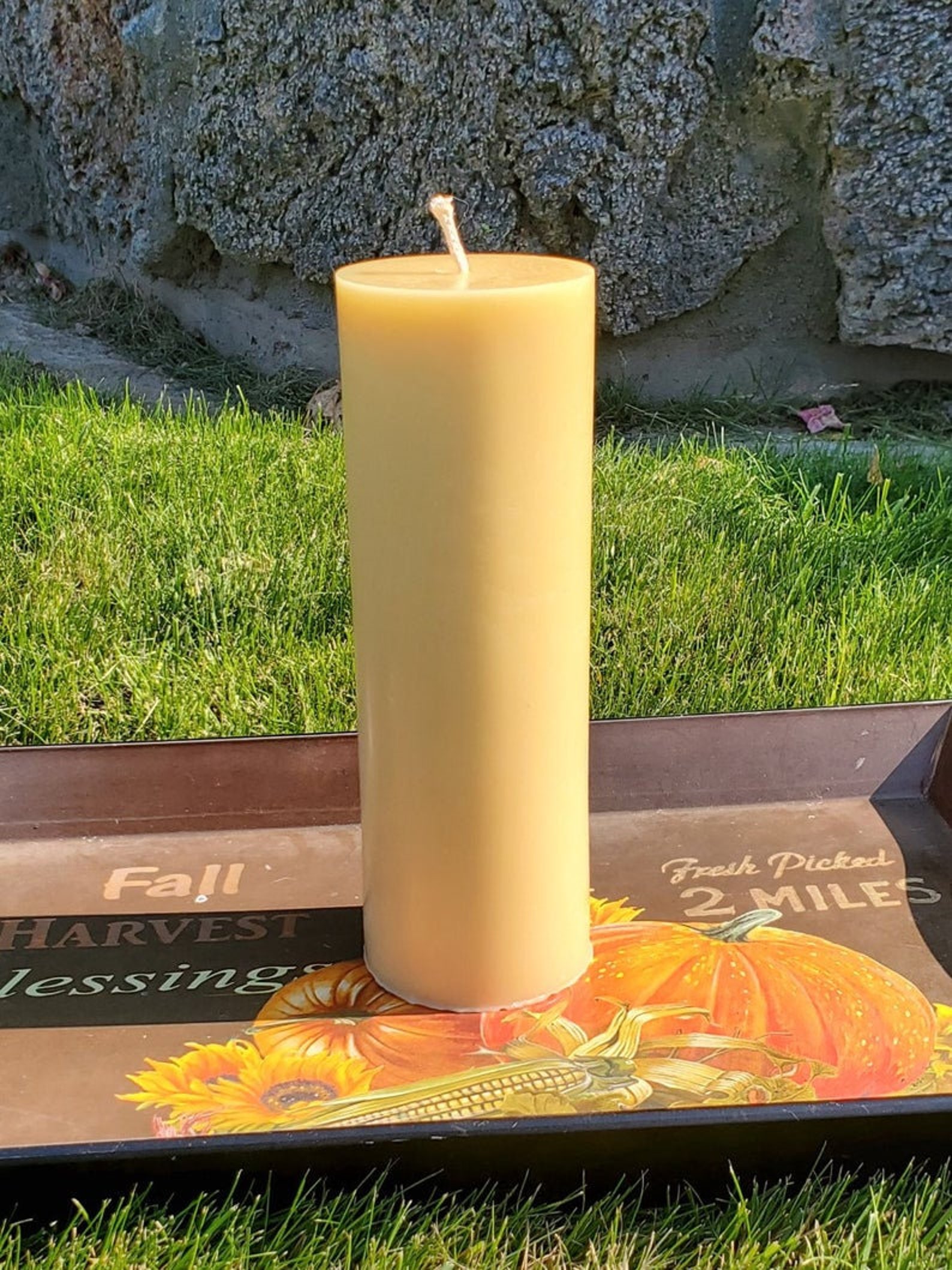 9 Tall Pillar 100 Beeswax Candle Extra Tall Pillar Etsy