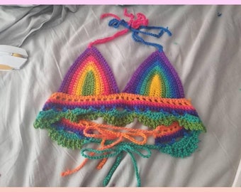 Buy Crochet Halter Top, Crop Top, Rainbow Top, Crochet Festival Top ...