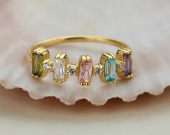 Birthstone Rings - Personalized Gifts - Gifts for Her- Christmas Gifts - Gold Custom Rings for Mom - Bridesmaids Gifts - Birthday Gifts