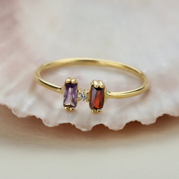 Birthstone Rings - Personalized Gifts - Gifts for Her- Christmas Gifts - Gold Custom Rings for Mom - Bridesmaids Gifts - Birthday Gifts