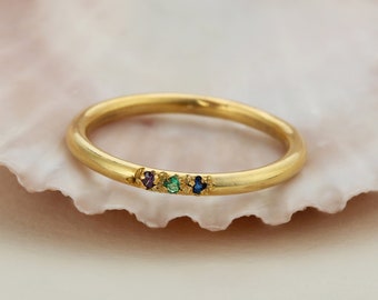 Birthstone Band - Personalized Gifts - Gifts for Her- Christmas Gifts - Gold Custom Rings for mom - Bridesmaids Gifts - Birthday Gifts