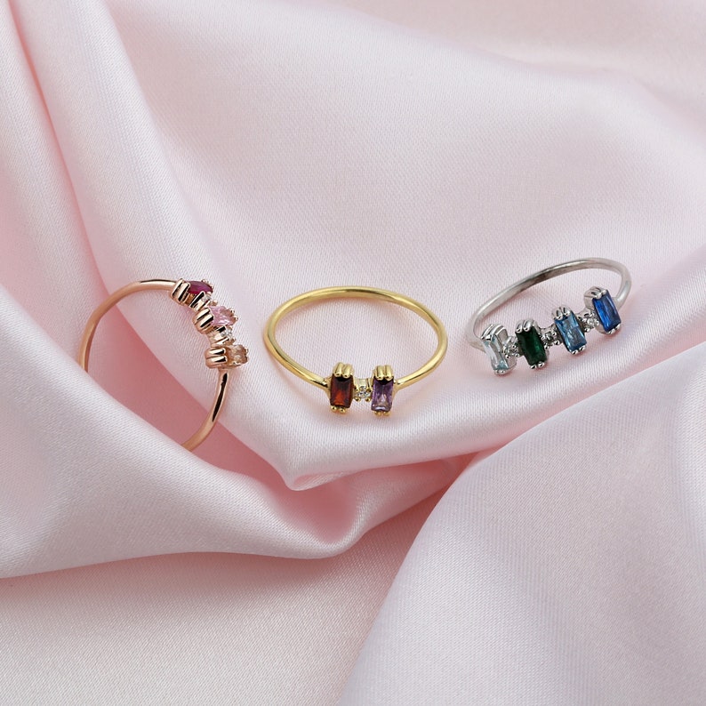 Birthstone Rings Personalized Gifts Gifts for Her Christmas Gifts Gold Custom Rings for Mom Bridesmaids Gifts Birthday Gifts image 2