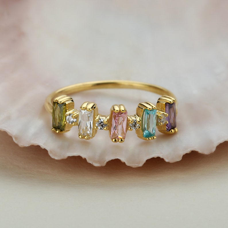 Birthstone Rings Personalized Gifts Gifts for Her Christmas Gifts Gold Custom Rings for Mom Bridesmaids Gifts Birthday Gifts image 4