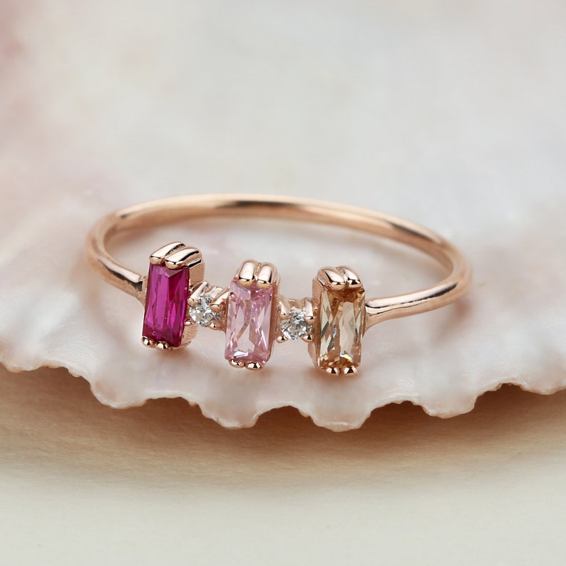 Birthstone Rings Personalized Gifts Gifts for Her Christmas Gifts Gold Custom Rings for Mom Bridesmaids Gifts Birthday Gifts image 6