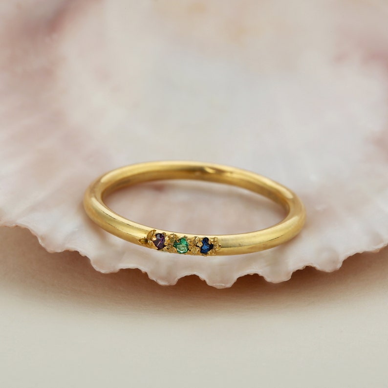Birthstone Band - Personalized Gifts - Gifts for Her- Christmas Gifts - Gold Custom Rings for mom - Bridesmaids Gifts - Birthday Gifts 