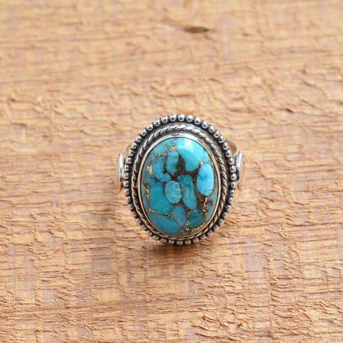 Copper Turquoise Ring Sterling Silver Blue Copper Etsy