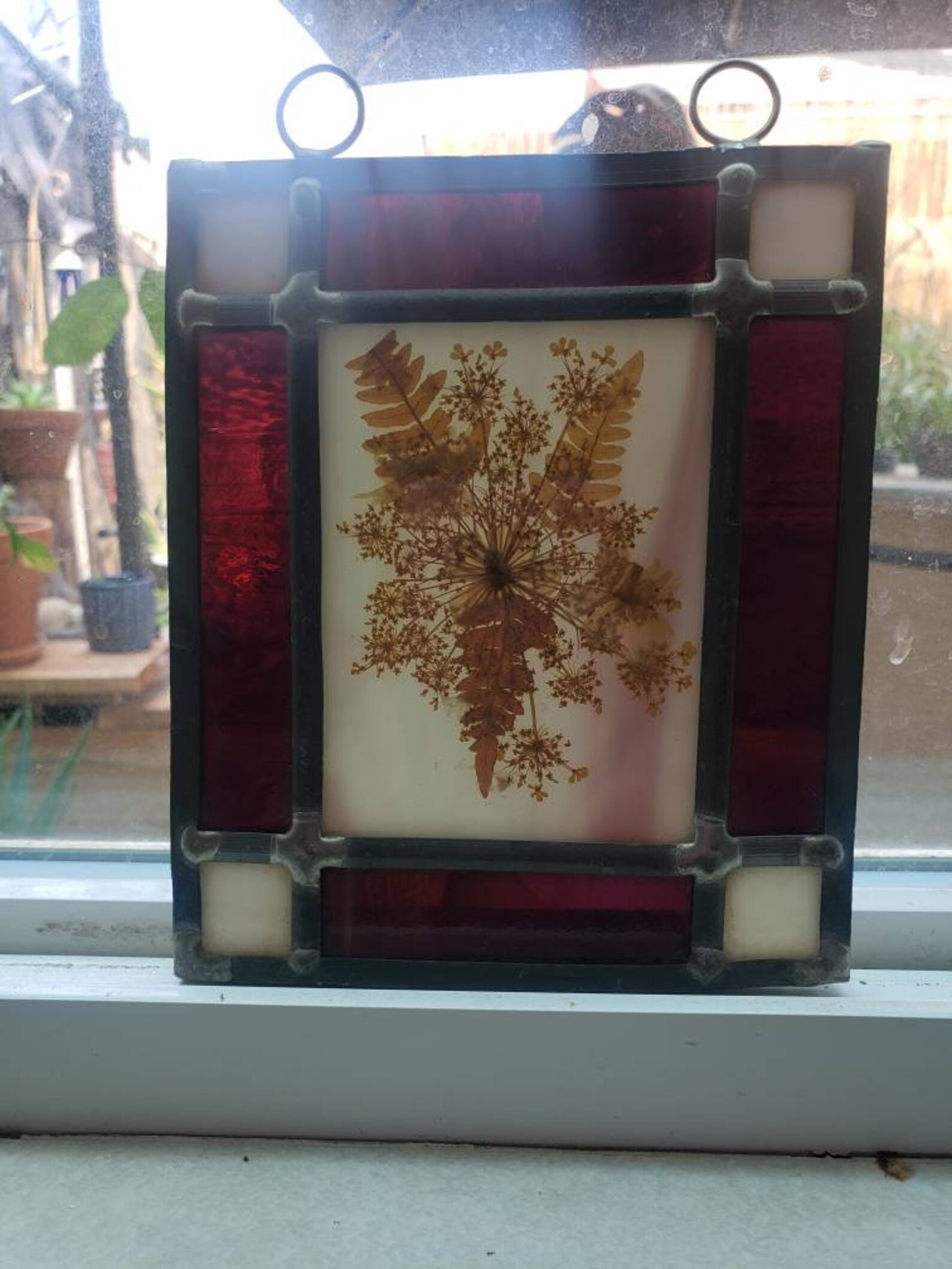 Vintage small stained glass window decor Etsy