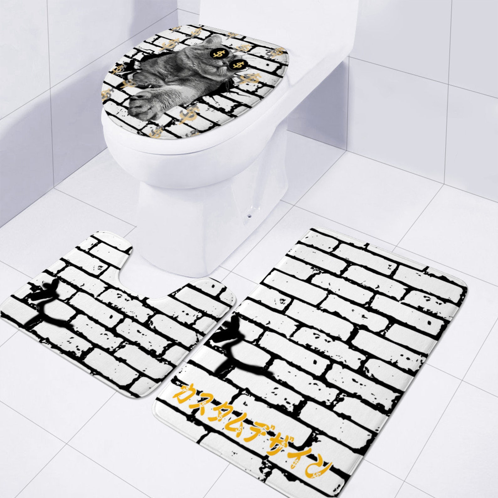 Personalized 3 Piece Bathroom Rug Set Custom Non Slip Bath Etsy