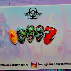 Awesome Hand Painted Anime Inspired Press On nails