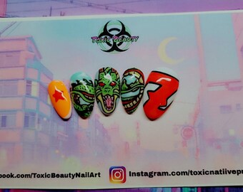 Awesome Hand Painted Anime Inspired Press On nails