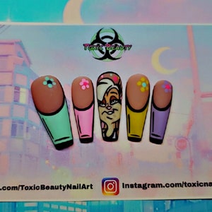 Handpainted Kawaii Colorful Theme Press On Nails