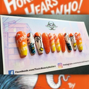 orange/yellow Handpainted cartoon theme press on nails