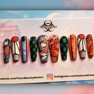 HandPainted Inspired Anime Press On nails