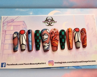 HandPainted Inspired Anime Press On nails
